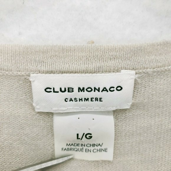 Club Monaco 100% Cashmere Beige Lightweight Knit Top Tie Sleeve Size LARGE - Picture 4 of 7